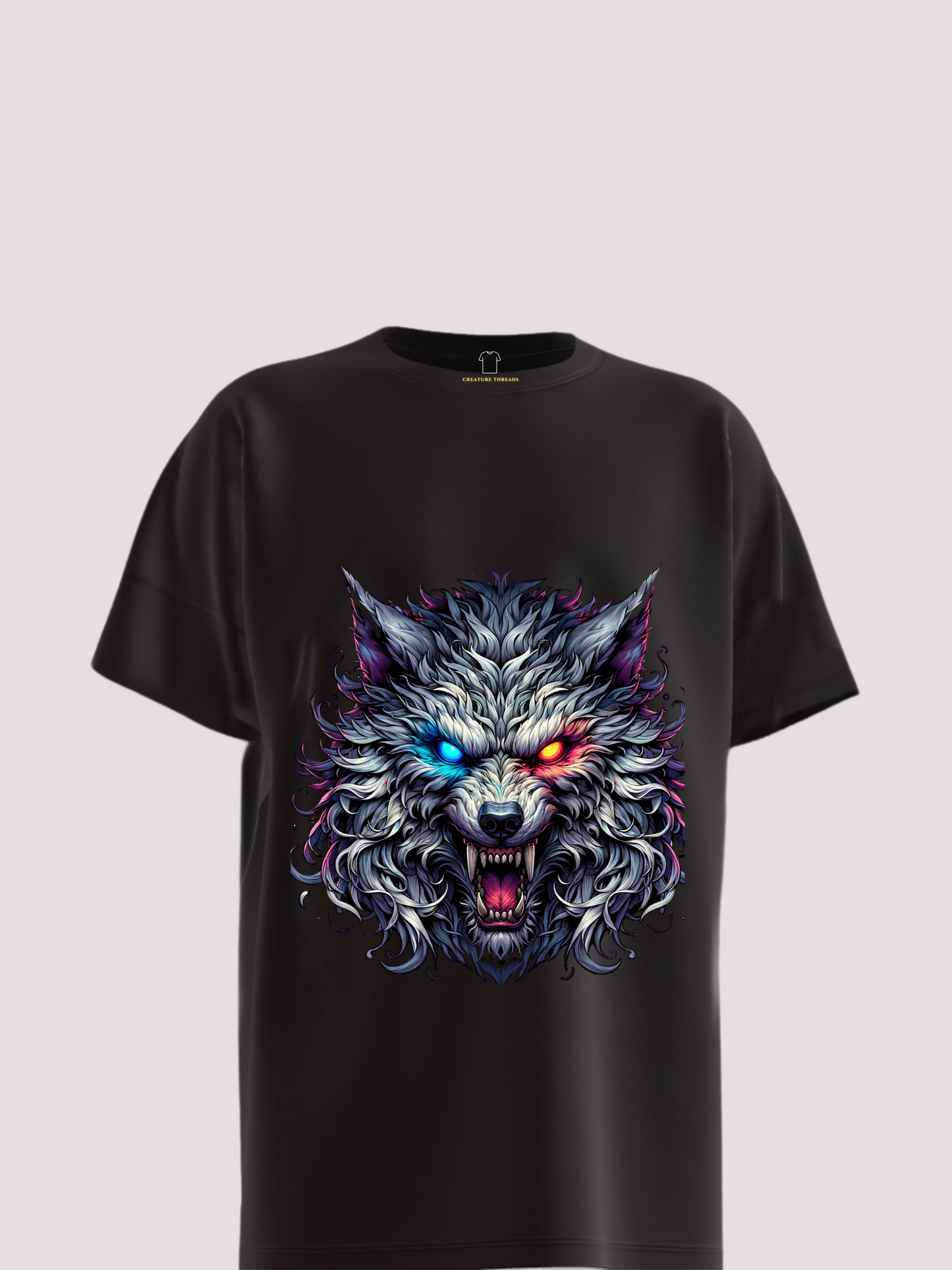 Alpha Wolf – Black T-Shirt with Fierce Wolf Design